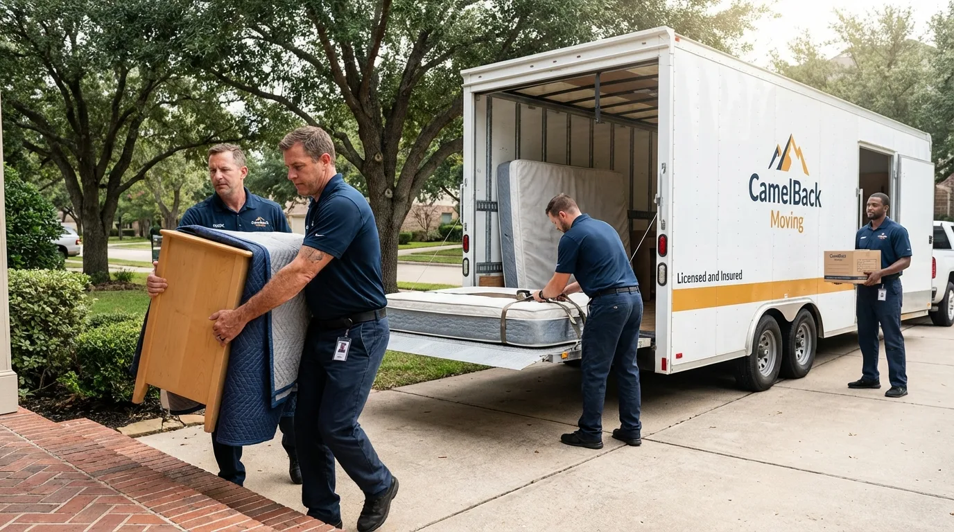 Crew loading residential truck for cross-state move from Atlanta, IL
