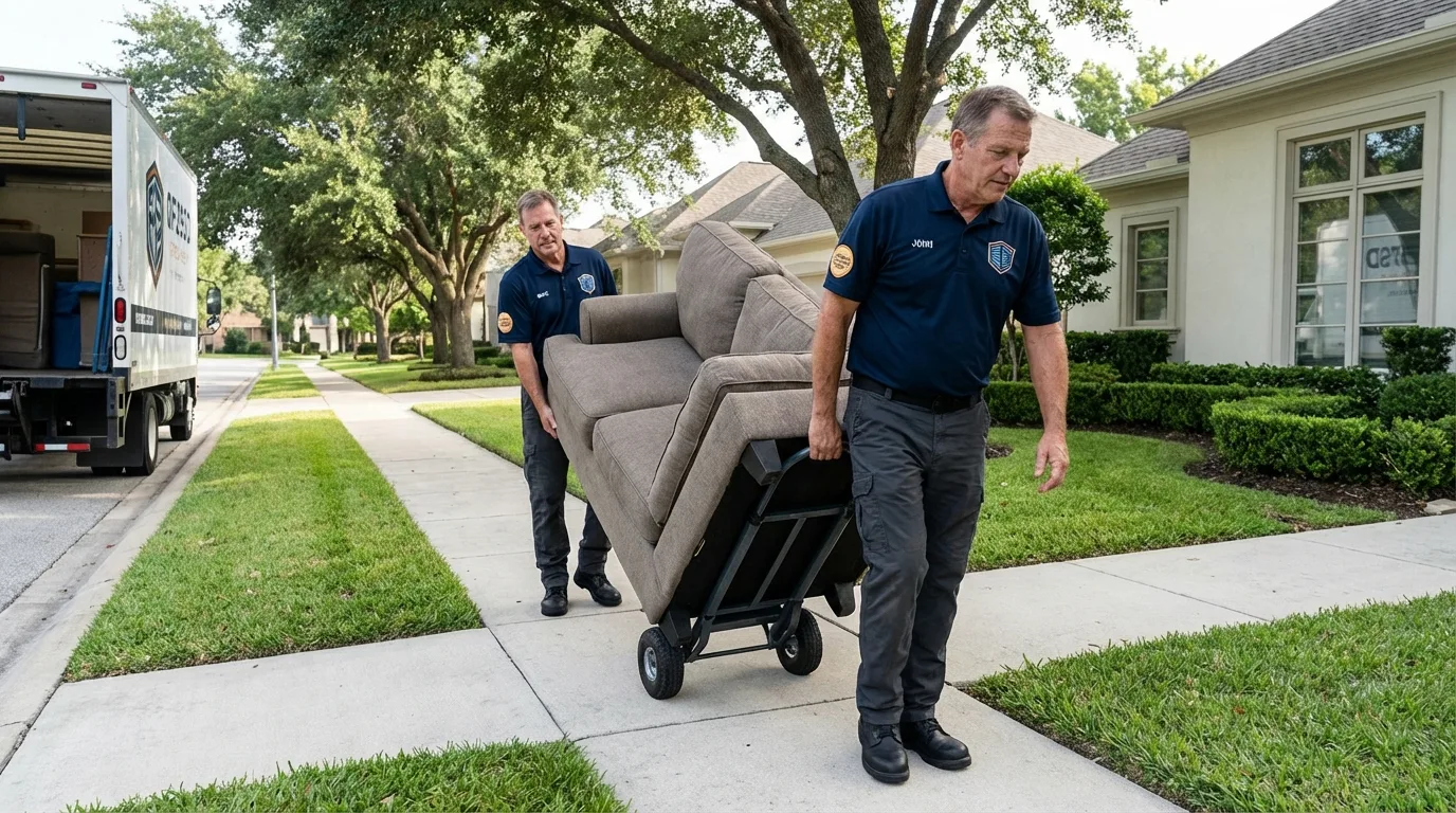 Local residential moving crew loading furniture in Atlanta, IL