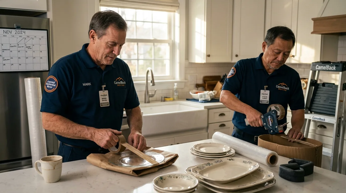 Professional crew packing kitchen dishware in Atlanta, IL
